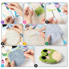 Embroidery hoop and punch needle tools included