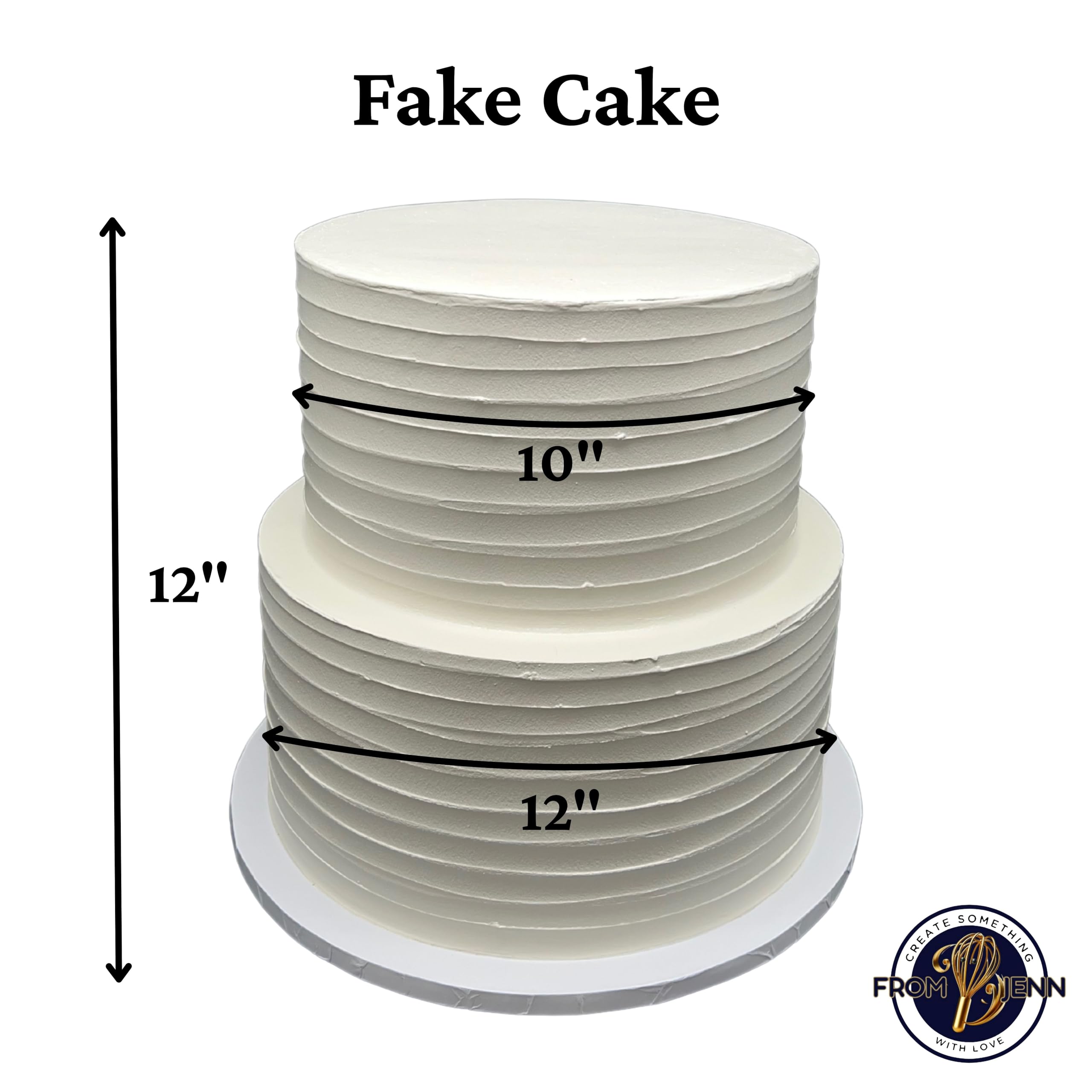 FromJennWithLove 2 Tier Fake Cake Ivory display stand 10 inch tier