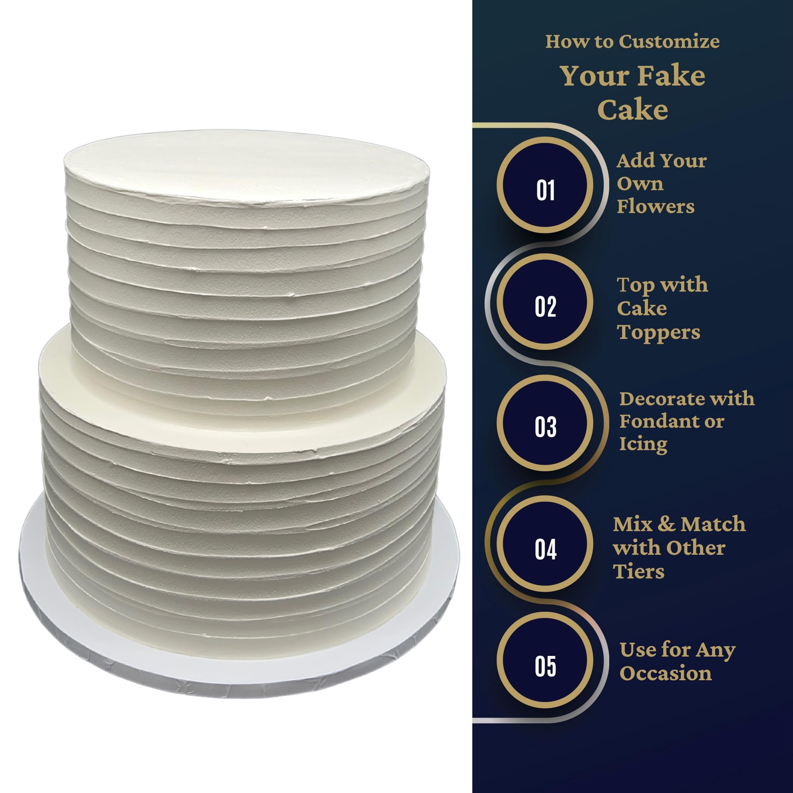 Ivory two tier foam cake dummy for wedding decor