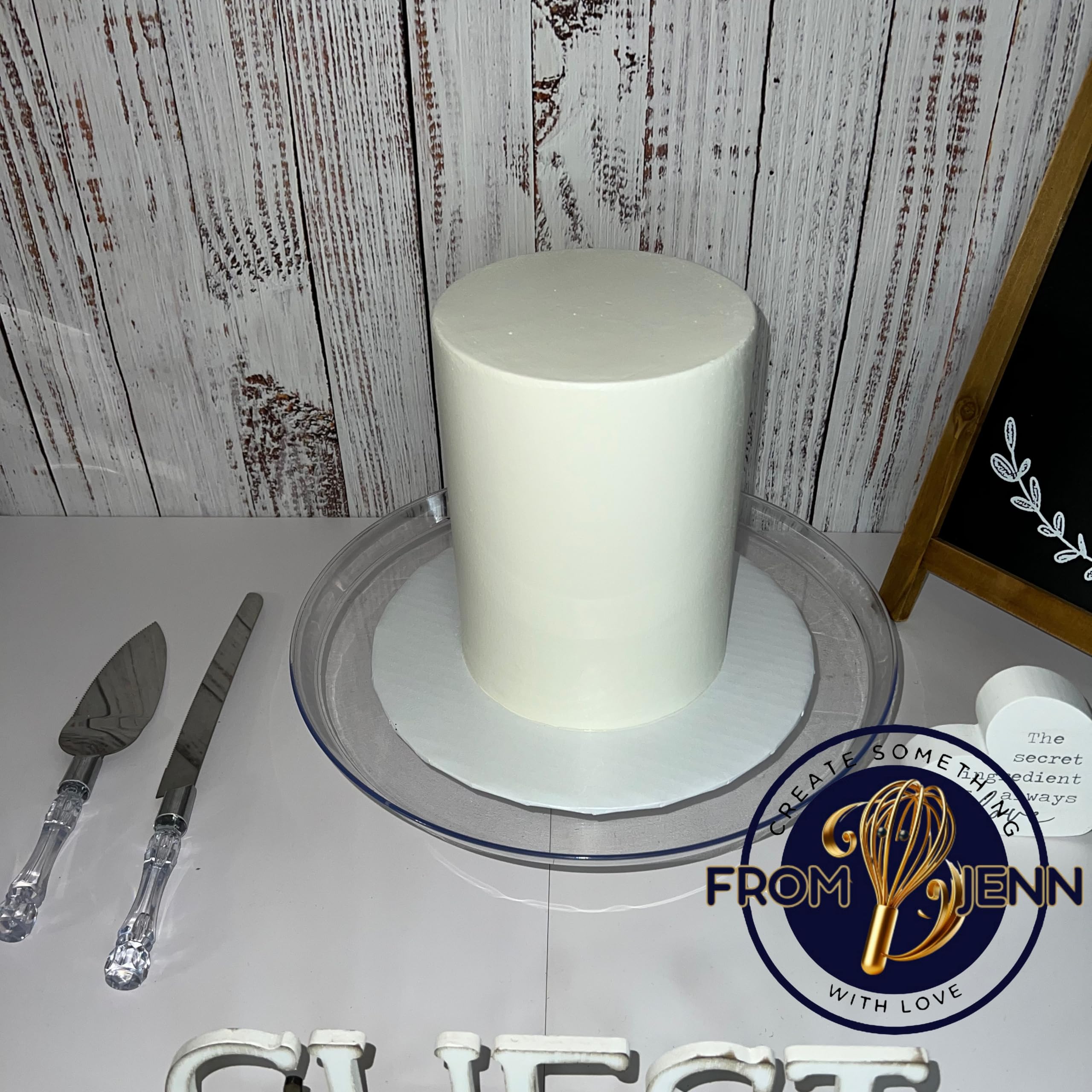 Ivory 8-inch tall fake cake used as wedding toppers prop