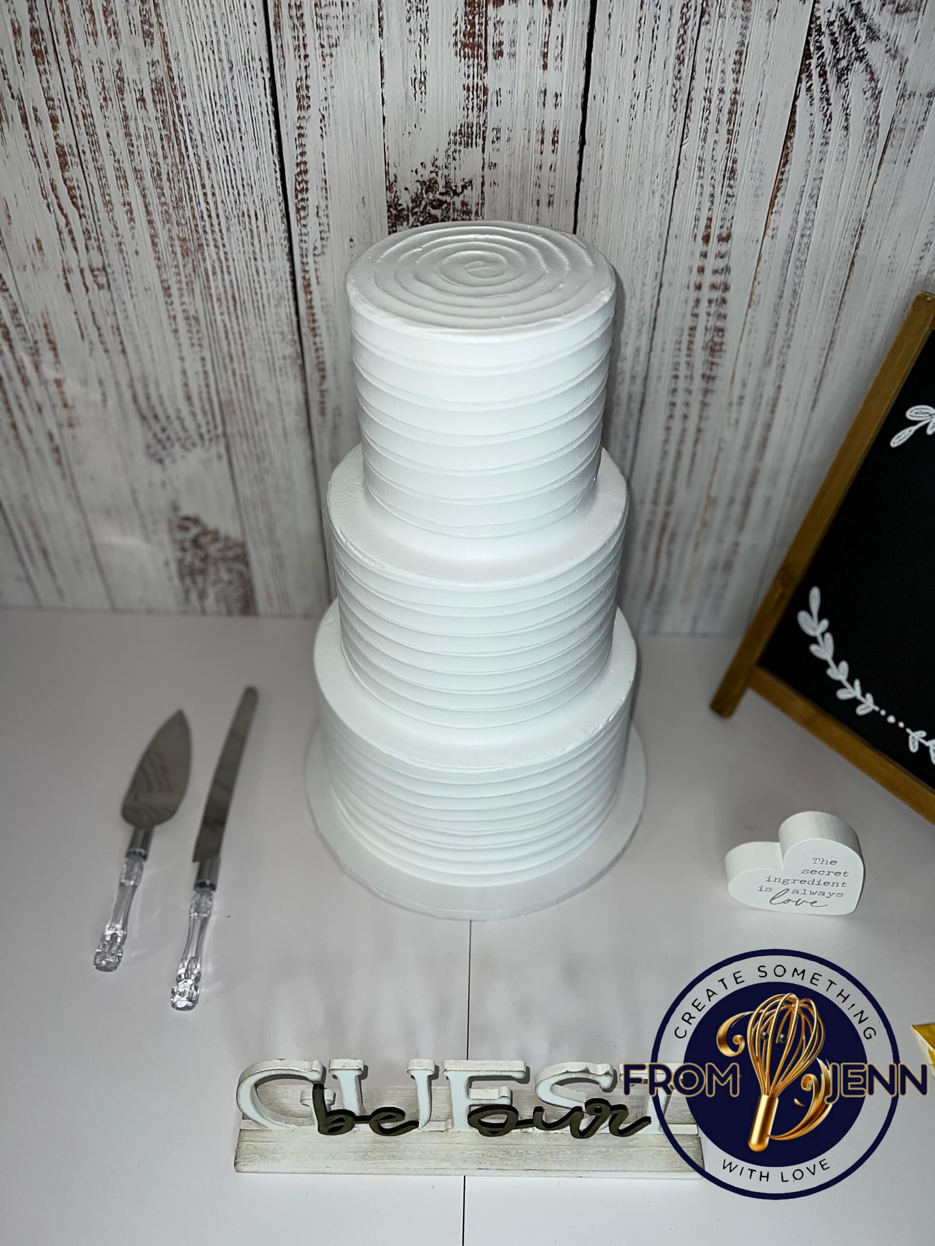 Wedding cake decorations with 3 Tier white artificial cake display