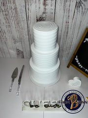 Wedding cake decorations with 3 Tier white artificial cake display