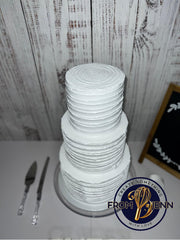 FromJennWithLove foam dummy cake with white base and red flowers
