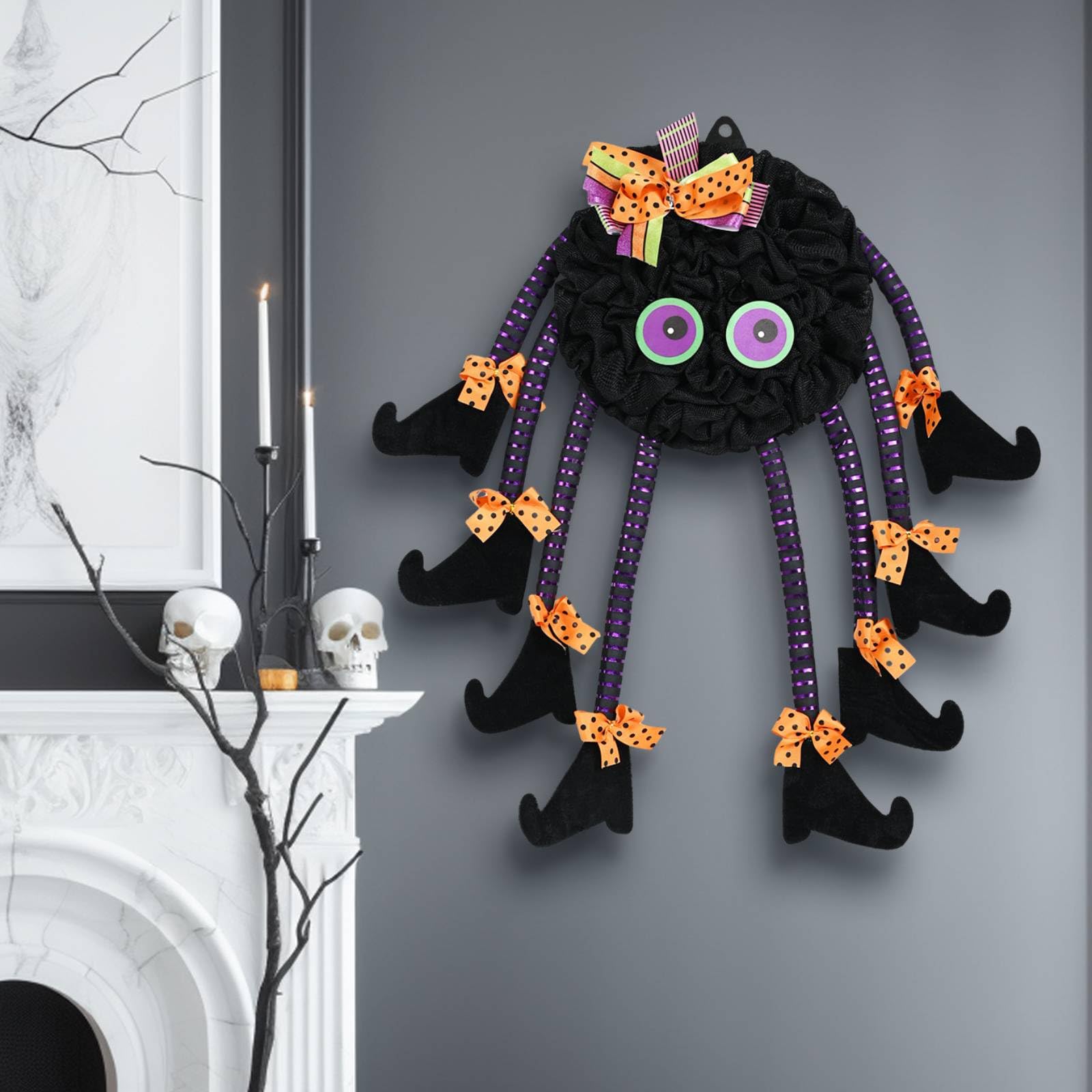 Versatile front door wreath display for walls or windows