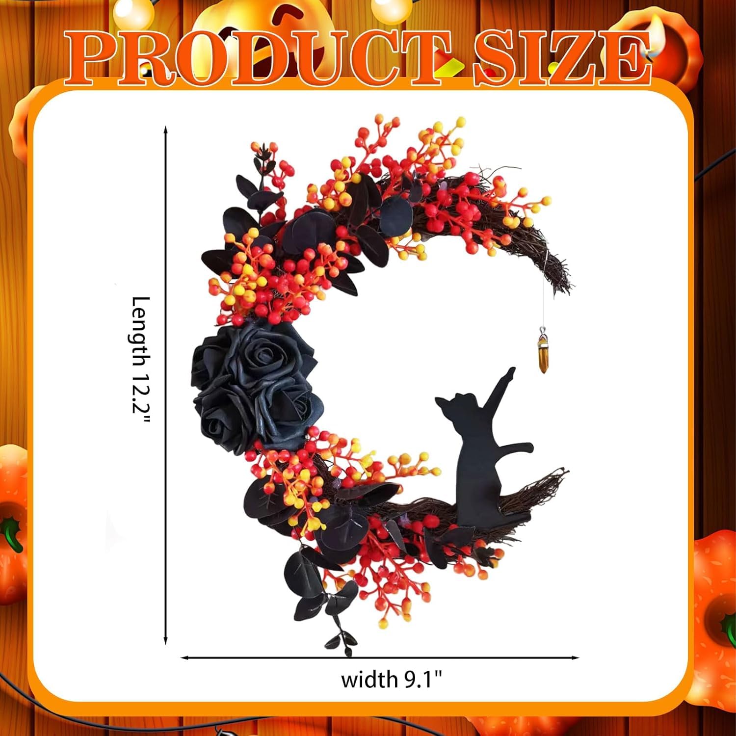 Front door Halloween wreath versatile for walls and windows