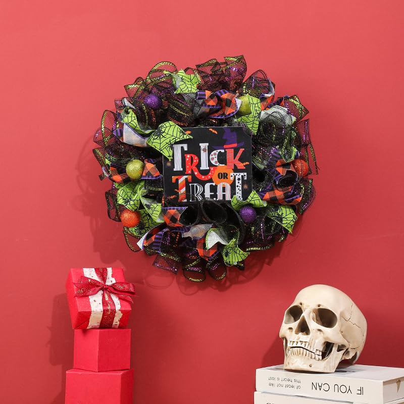 Handmade mesh wreath 15.7 inches with ribbons