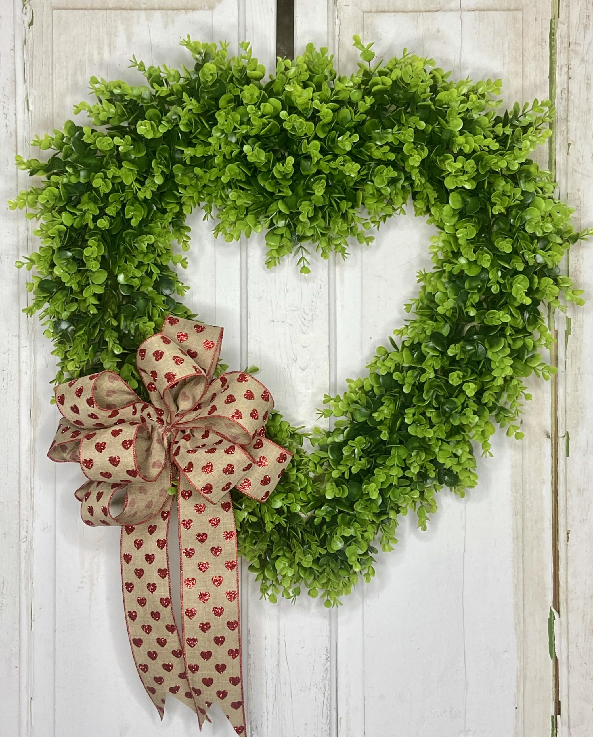 Boxwood heart wreath for entryway
