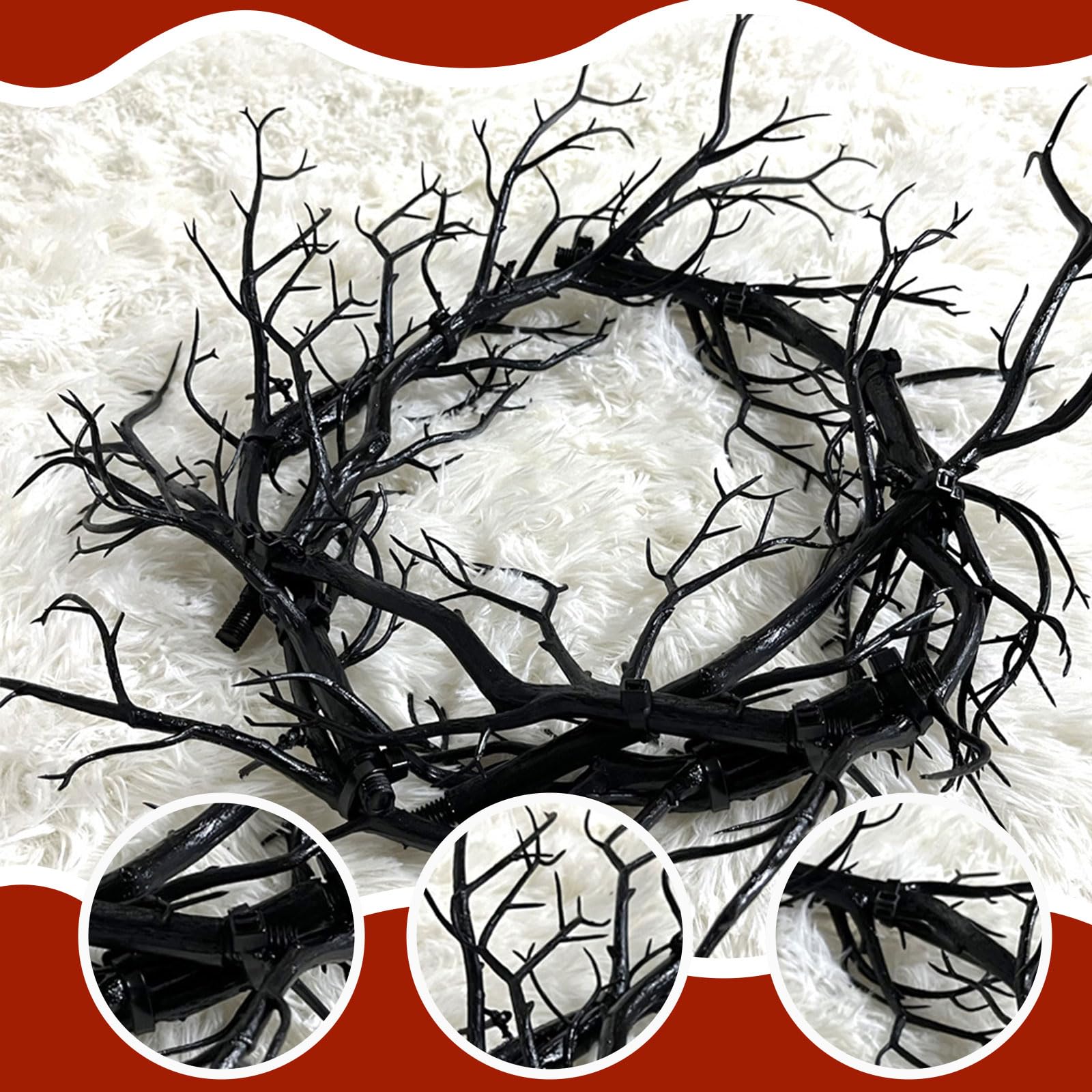 Handcrafted twig wreath for indoor outdoor Halloween decor
