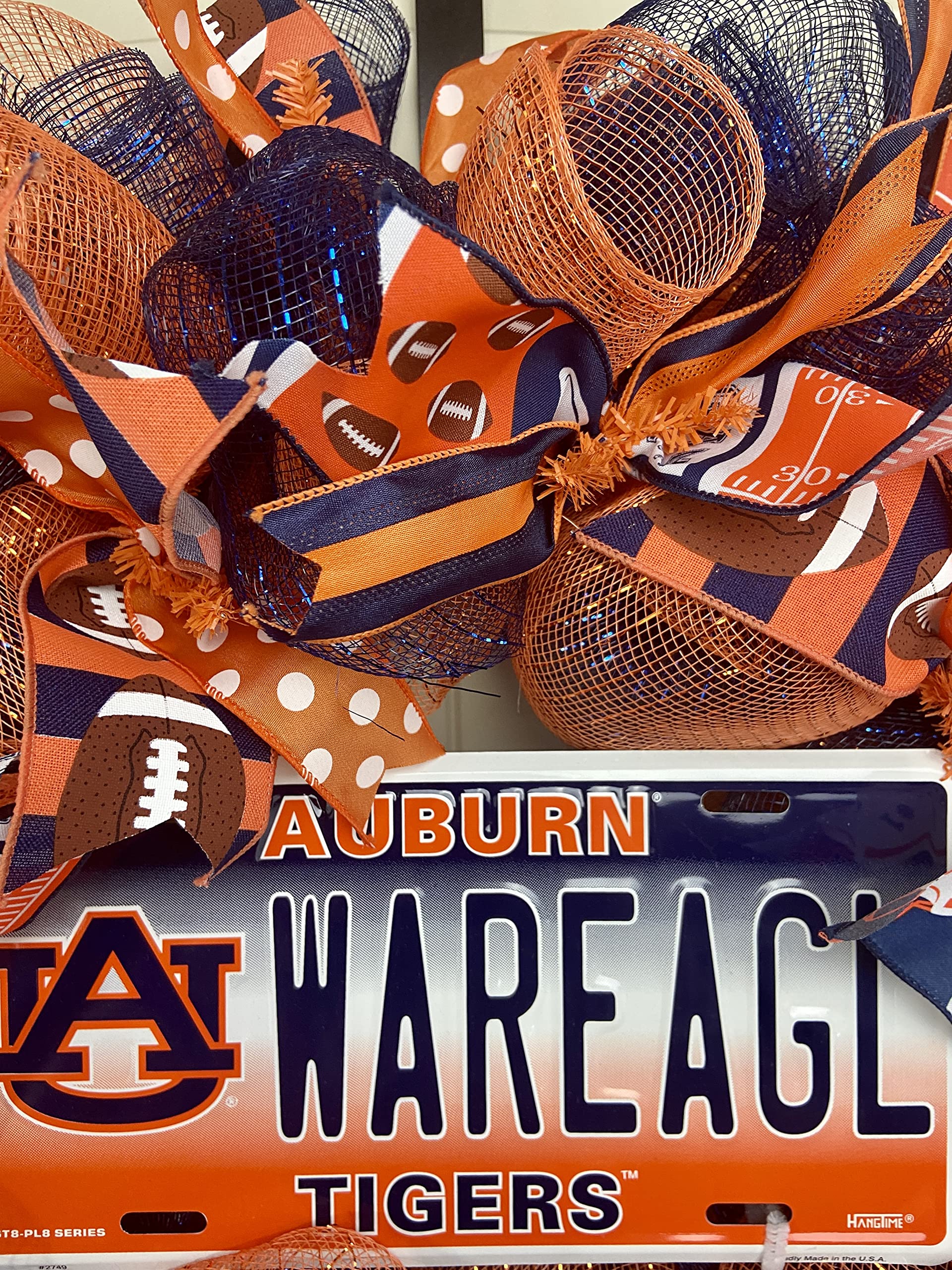 Front door wreath featuring War Eagle and Tigers theme