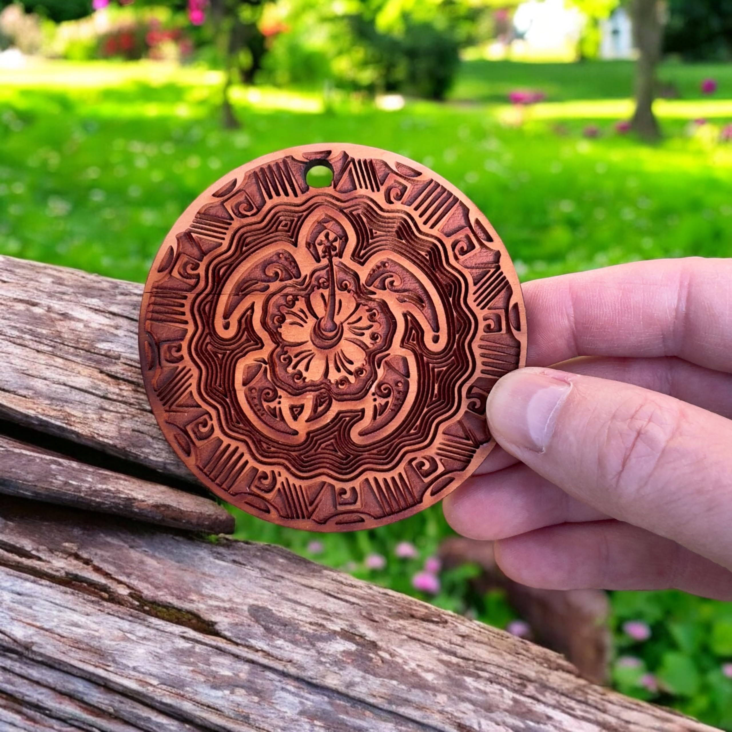Natural cedar aroma in raw cedar ornament