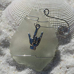Frosted white sea glass ornament option