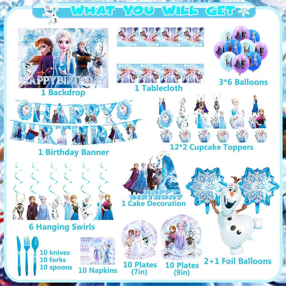 Frozen themed balloons 18 pieces and cupcake toppers