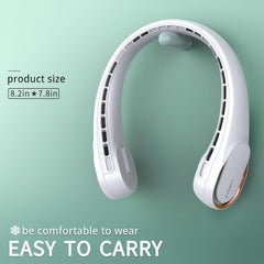 Portable neck fan worn around neck for hands-free cooling