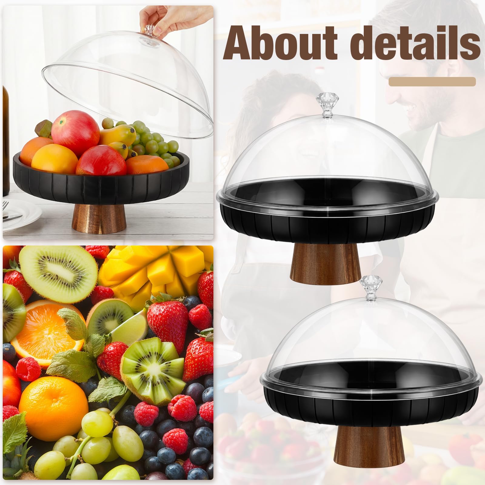 12 inch wooden fruit bowl decorative centerpiece product photo