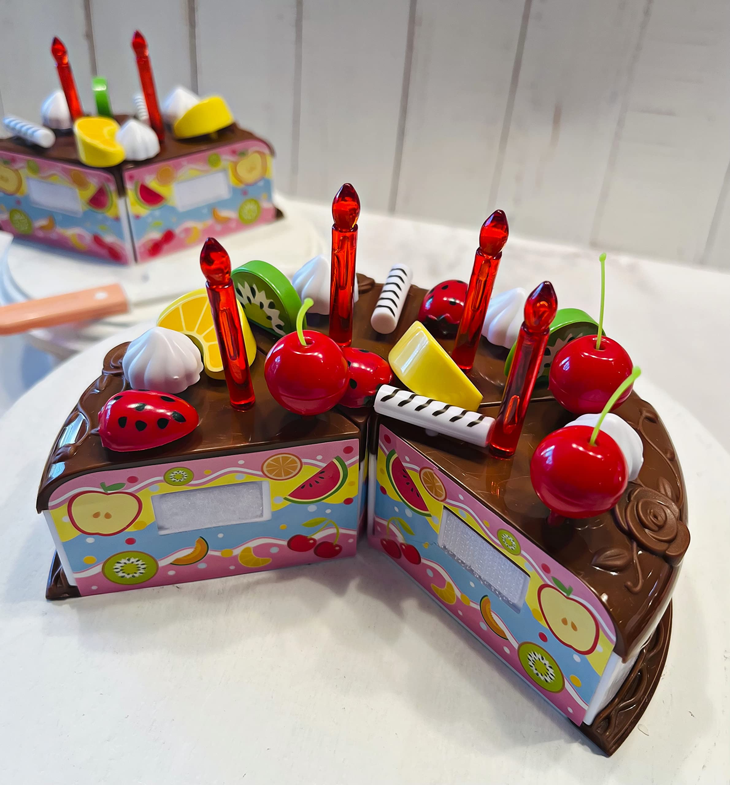 Fruit and candles themed cake prop
