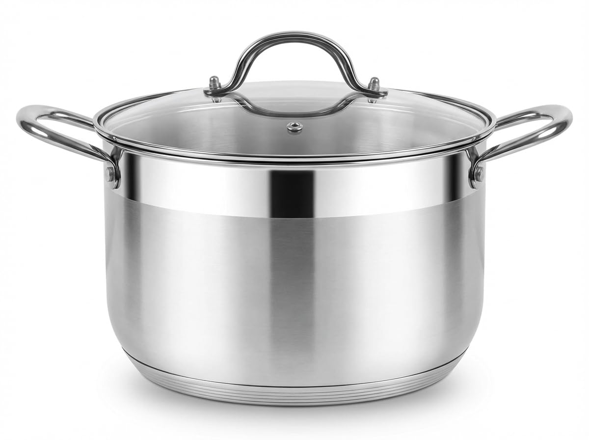 Fruokit stainless steel soup pot 4QT with vented glass lid