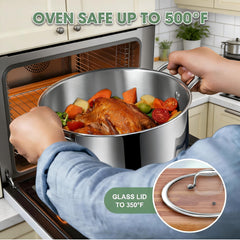 Fruokit pot with oven safe up to 500F and mirror polished finish