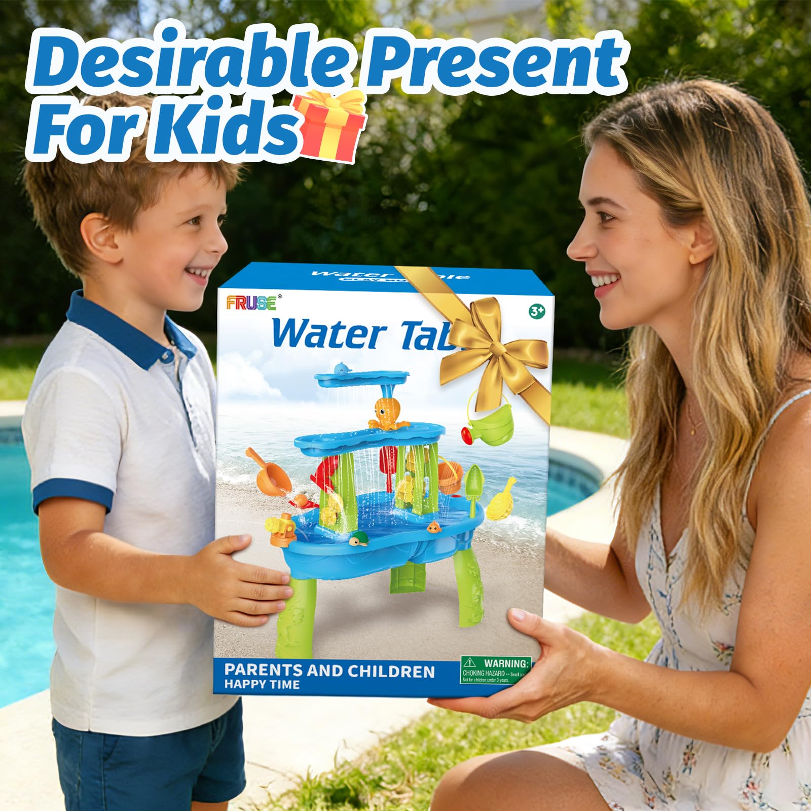 Sand and water play table suitable for toddlers 3-5 with 3-tier design