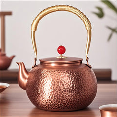frymmx handmade hammered copper tea kettle 1500ml on stove top