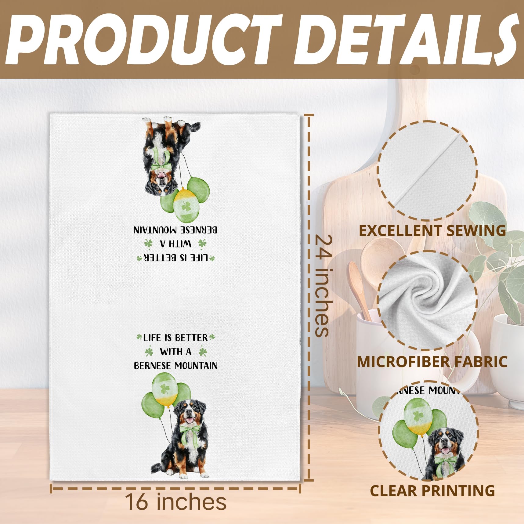 Pet themed bernese dog kitchen towel for home