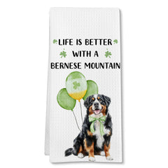 FSTCSV St Patricks Day bernese dog kitchen towels 16x24 inch