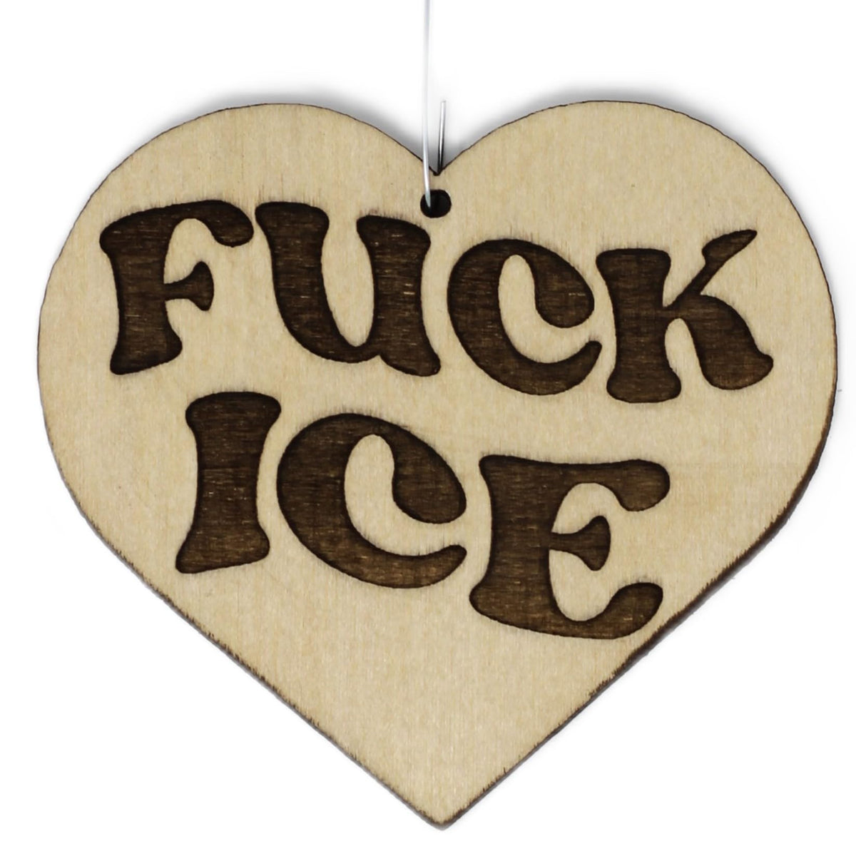 Fuck Ice handmade wood Christmas ornament birch wood