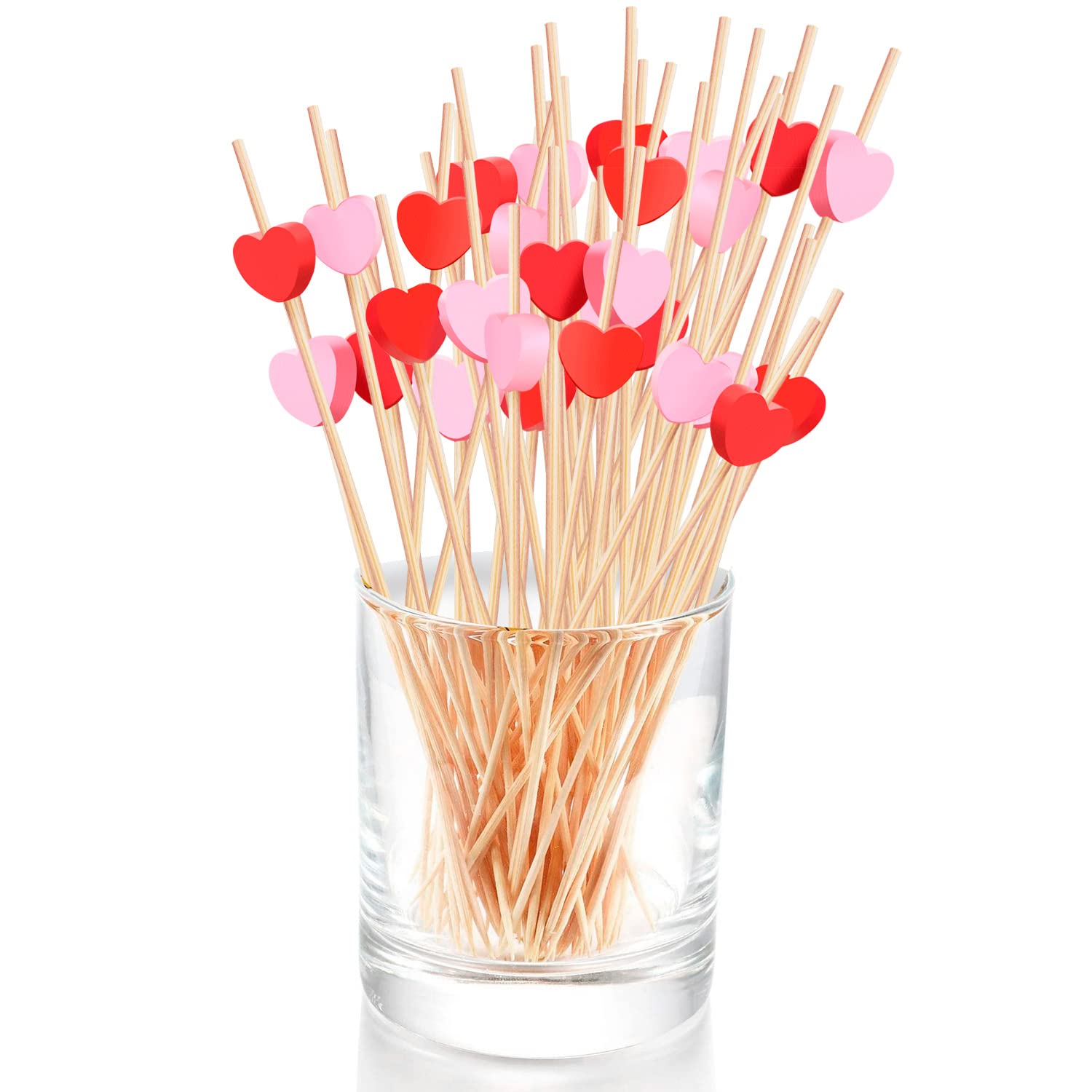 FUGUIR red and pink heart picks for party decoration