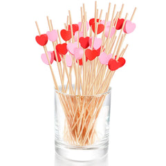 FUGUIR red and pink heart picks for party decoration
