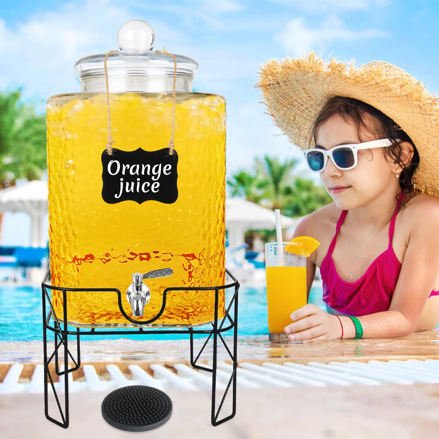 18-liter capacity glass beverage dispenser with stand