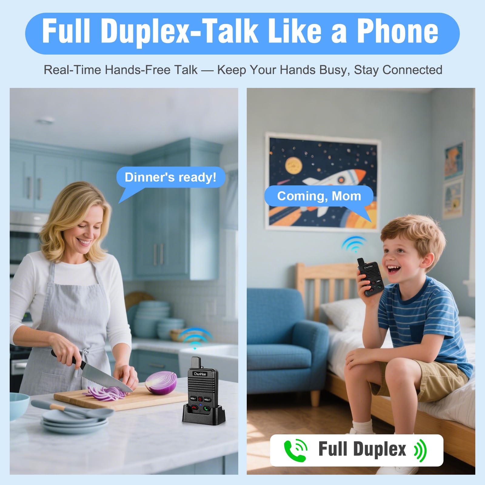 Two-way call in full duplex intercom system for home
