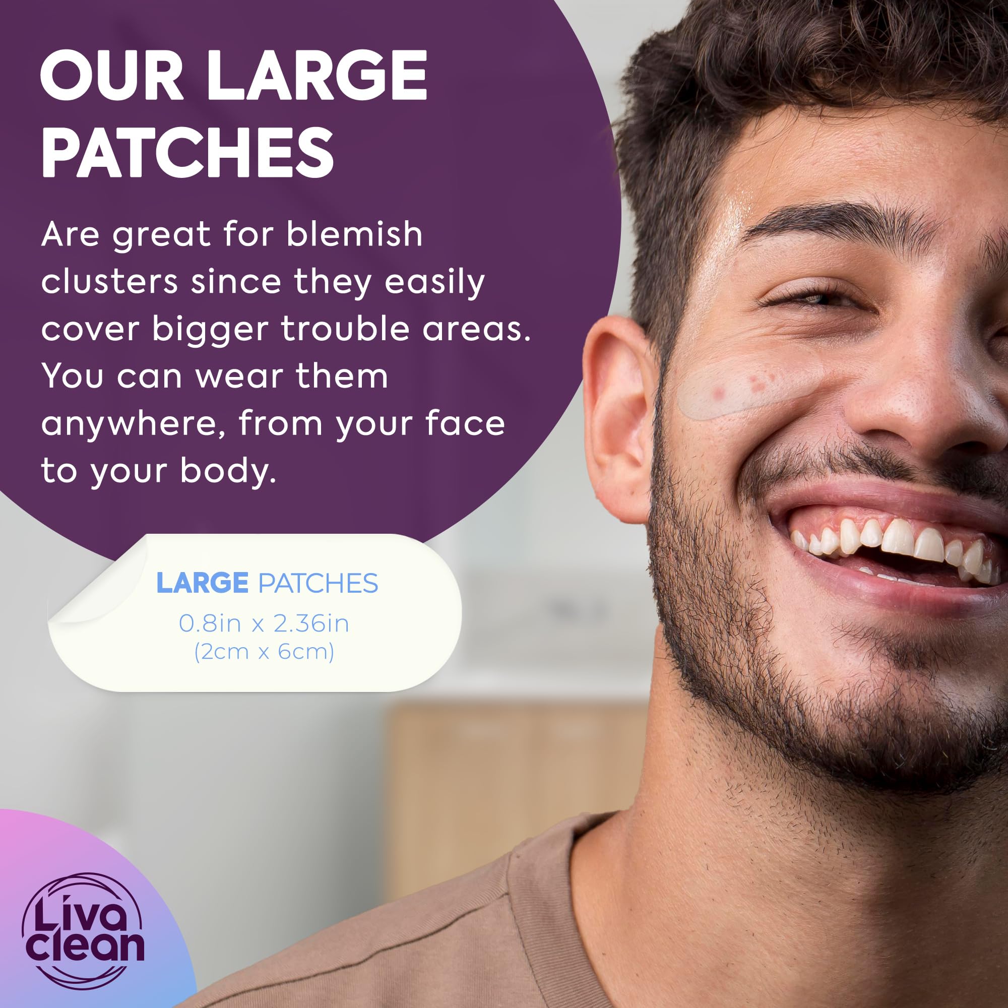 Full-face pimple patch XL on skin