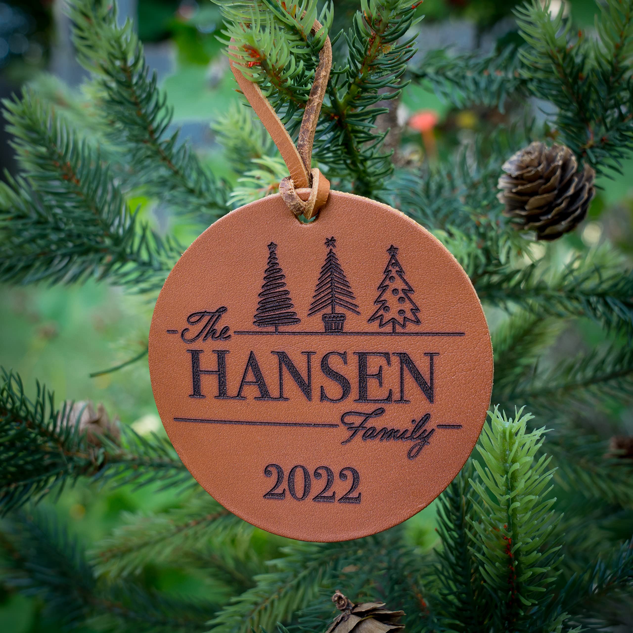 Full grain leather ornament handmade in Florida studio