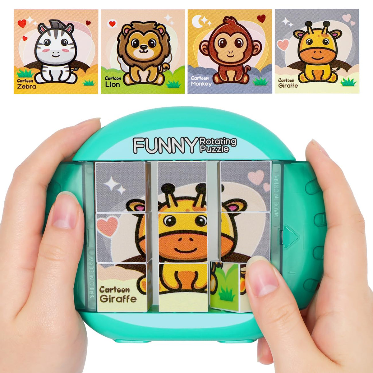 Fullware rotating puzzle for toddlers 9 cubes 4 patterns