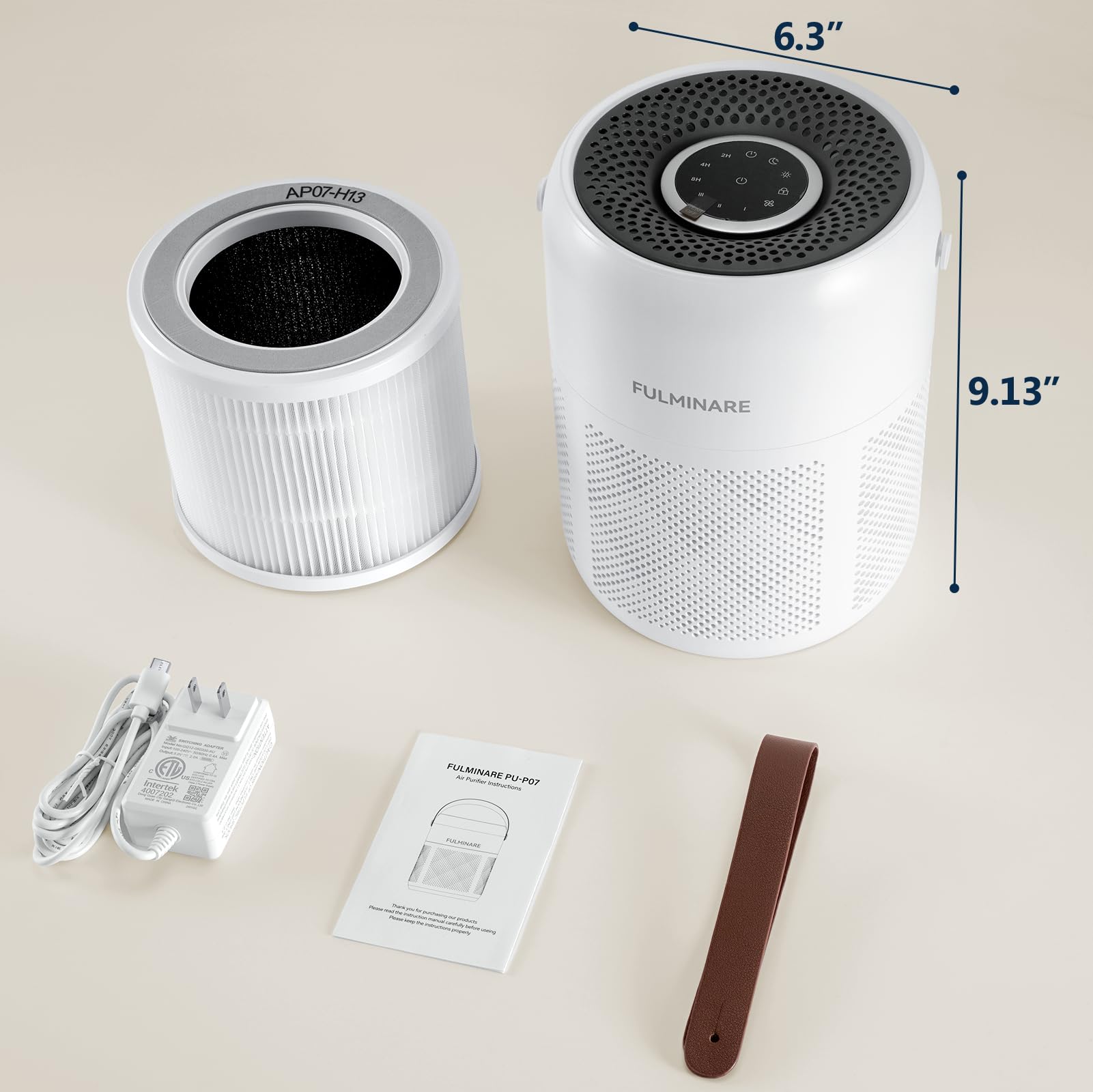 FCC CARB certified H13 HEPA filtration Fulminare white