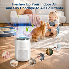 Portable purifier with detachable leather handle white