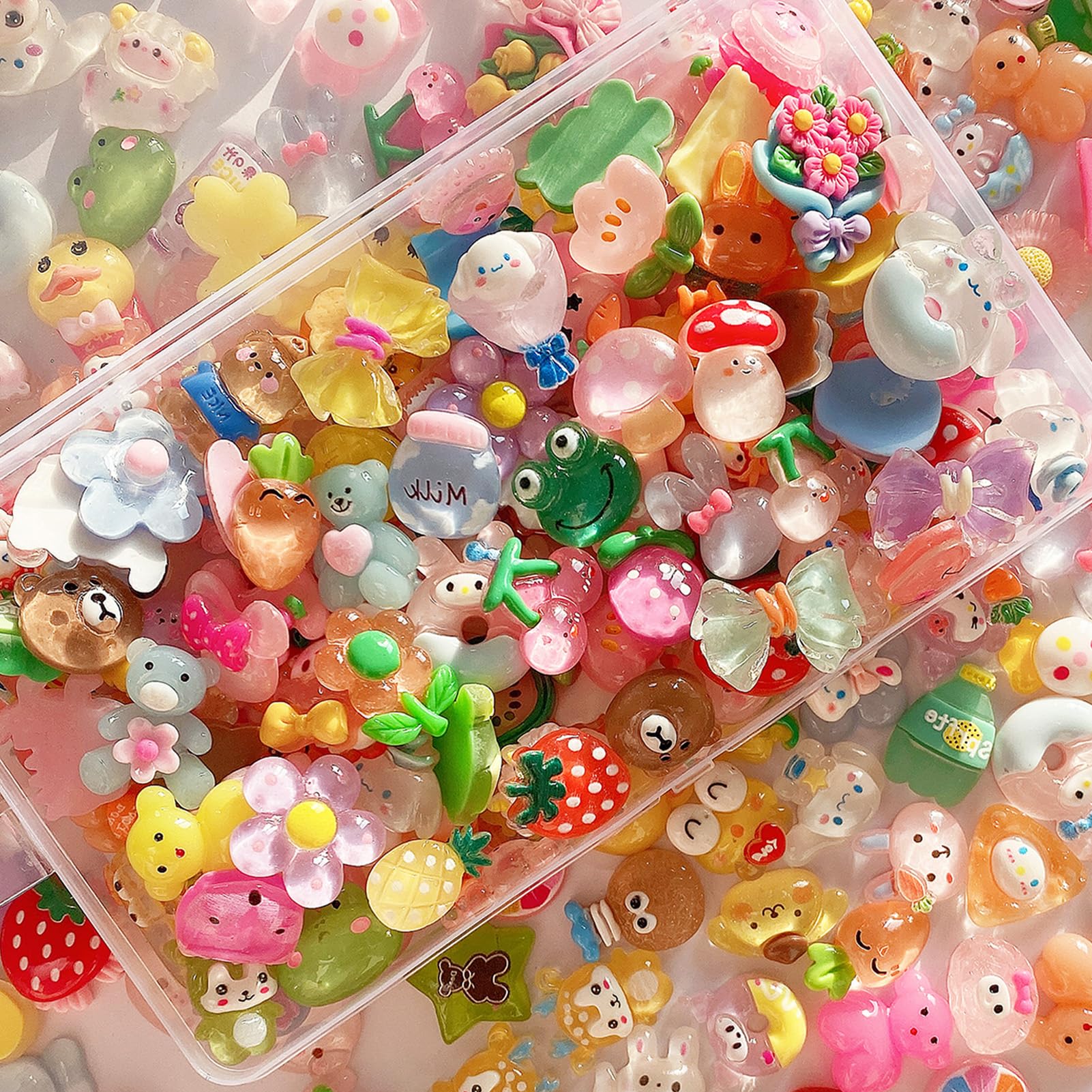 FULUSODO 60pcs resin embellishments multicoloured set for scrapbooking