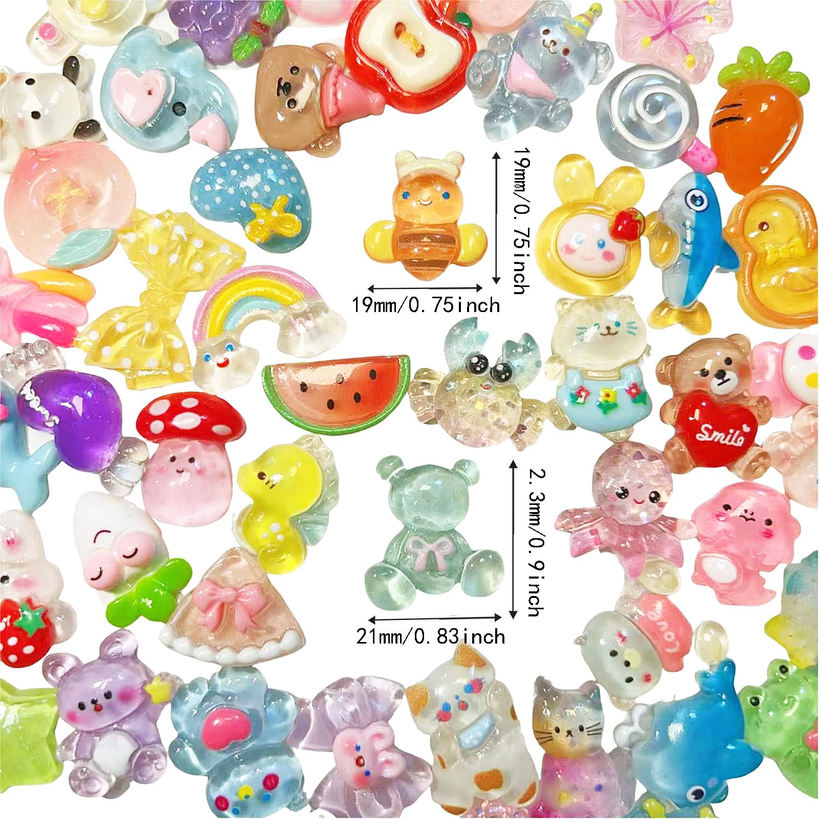 Flat backed resin embellishments by FULUSODO 60pcs pack