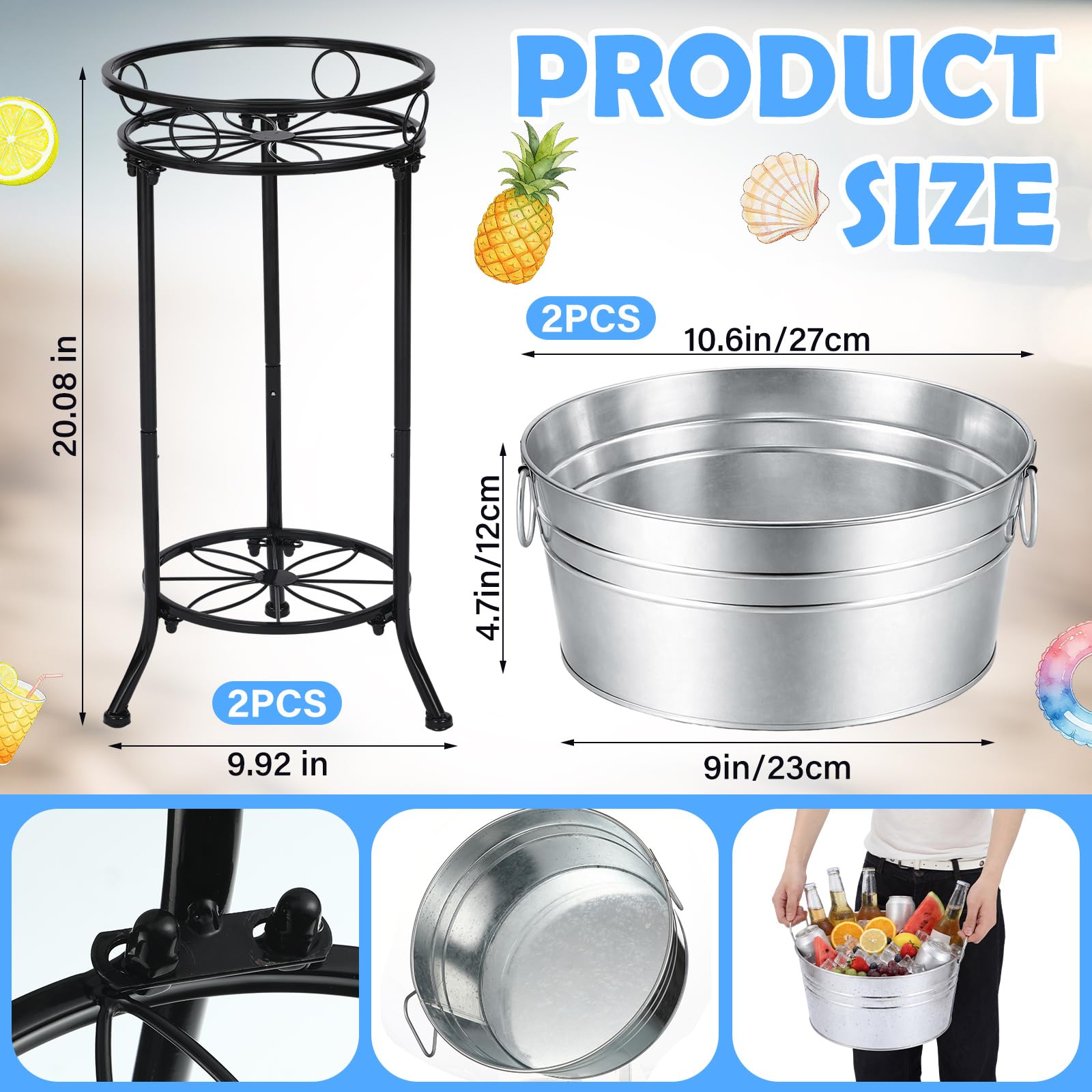 Bronze color champagne ice bucket stand with two tubs