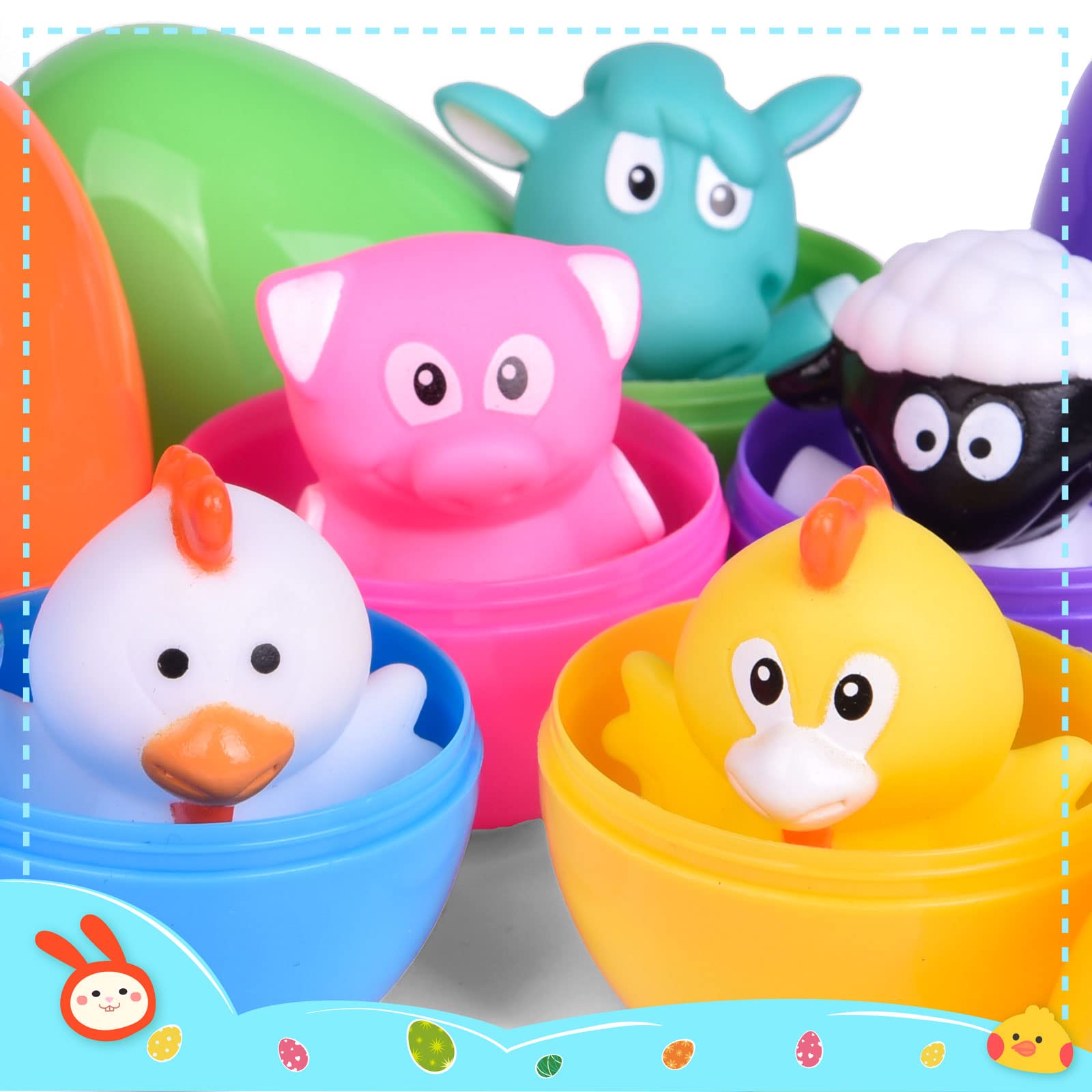 Imaginative play for Easter egg hunts with animal puppets