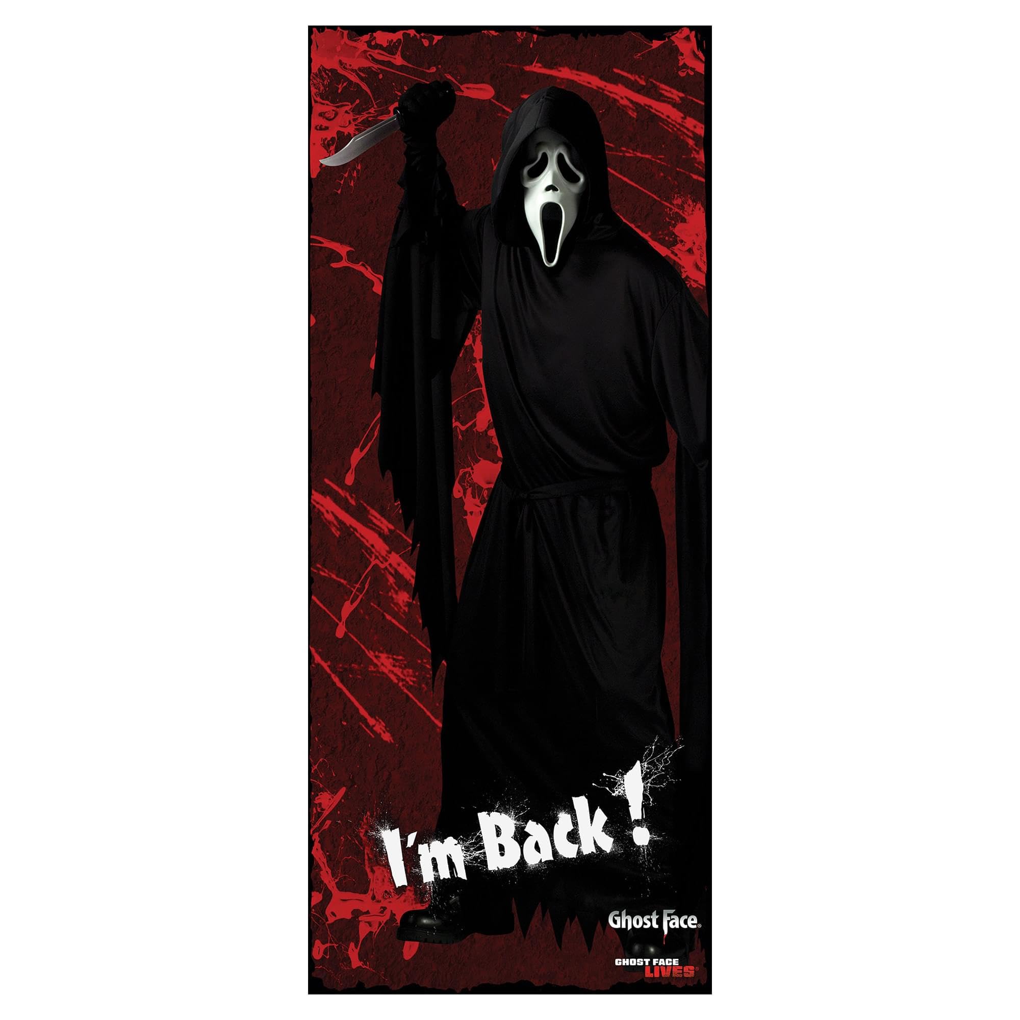 Fun World Ghost Face Door Cover size 30 x 72 inches