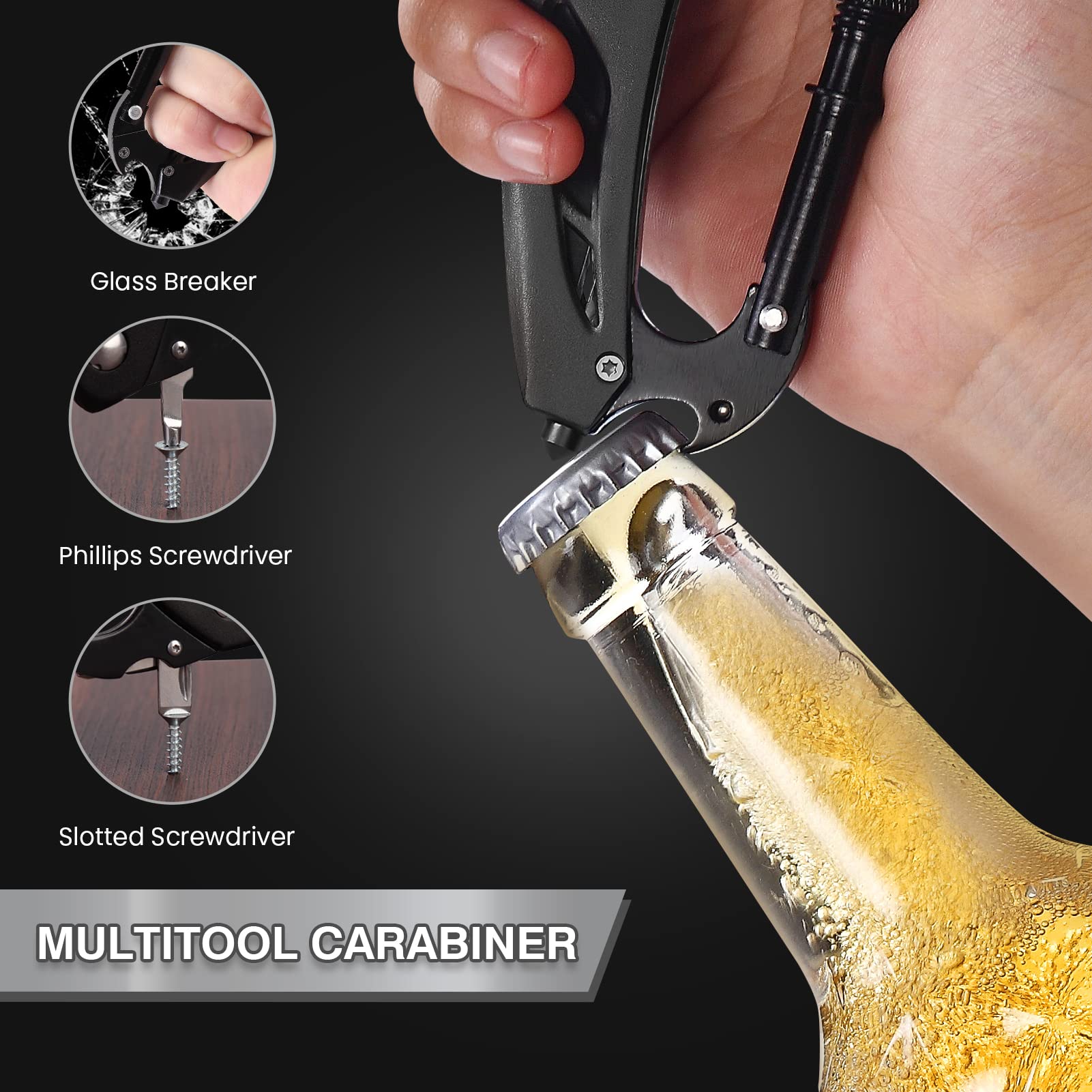 Premium stainless steel multitool carabiner for outdoor use
