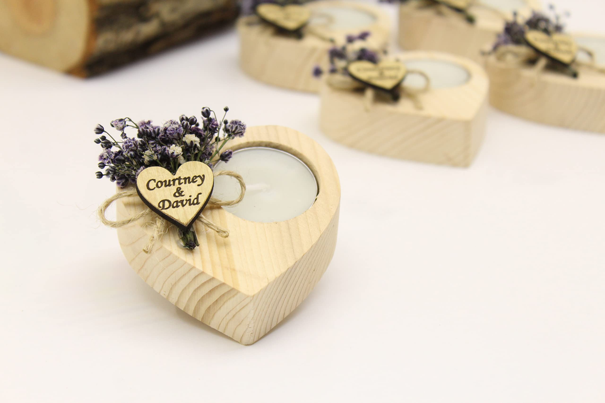 Funeral favors heart shaped tealight holder