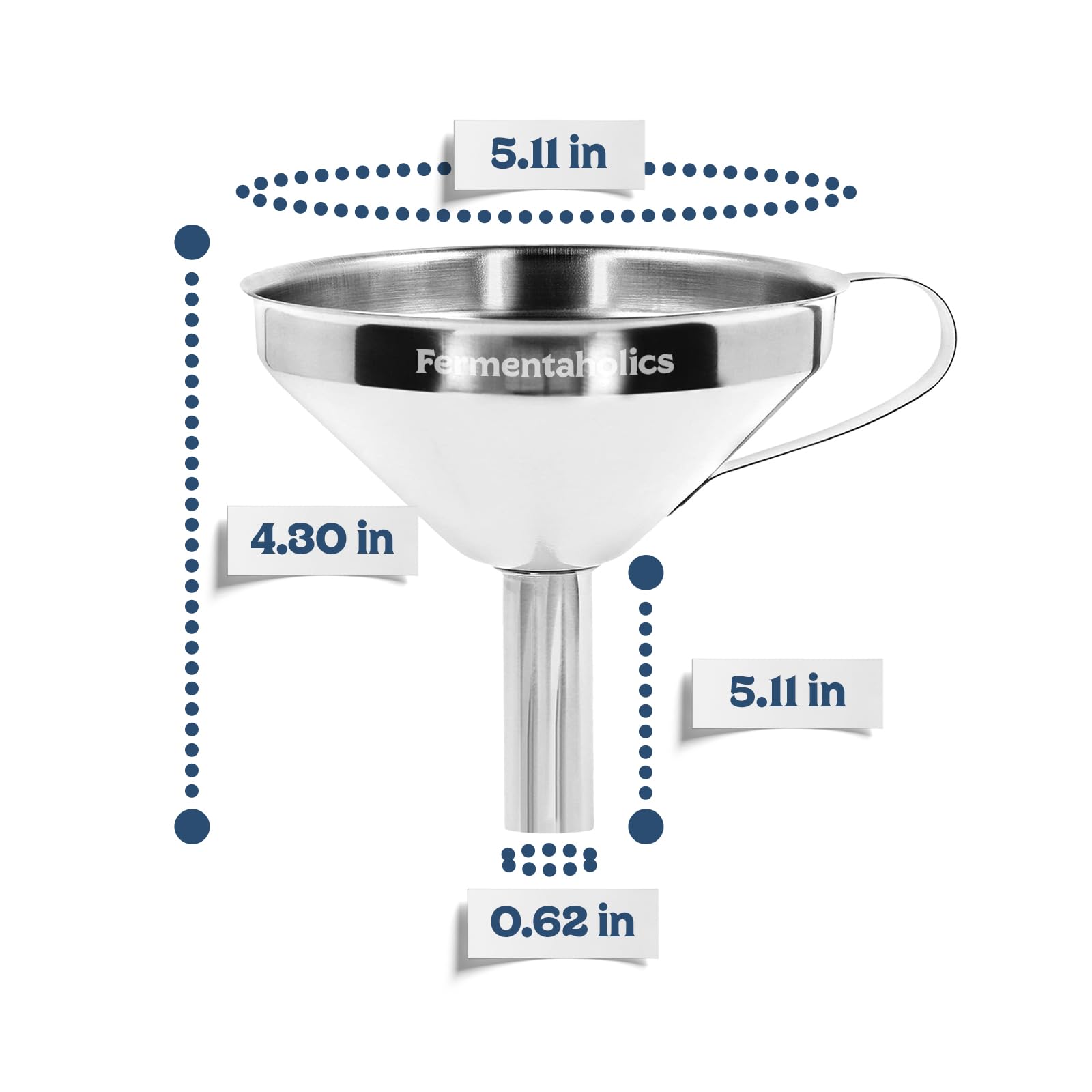 11cm diameter funnel with built in strainer