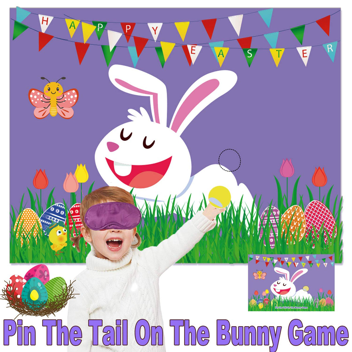 funnlot easter games kids pin tail bunny poster