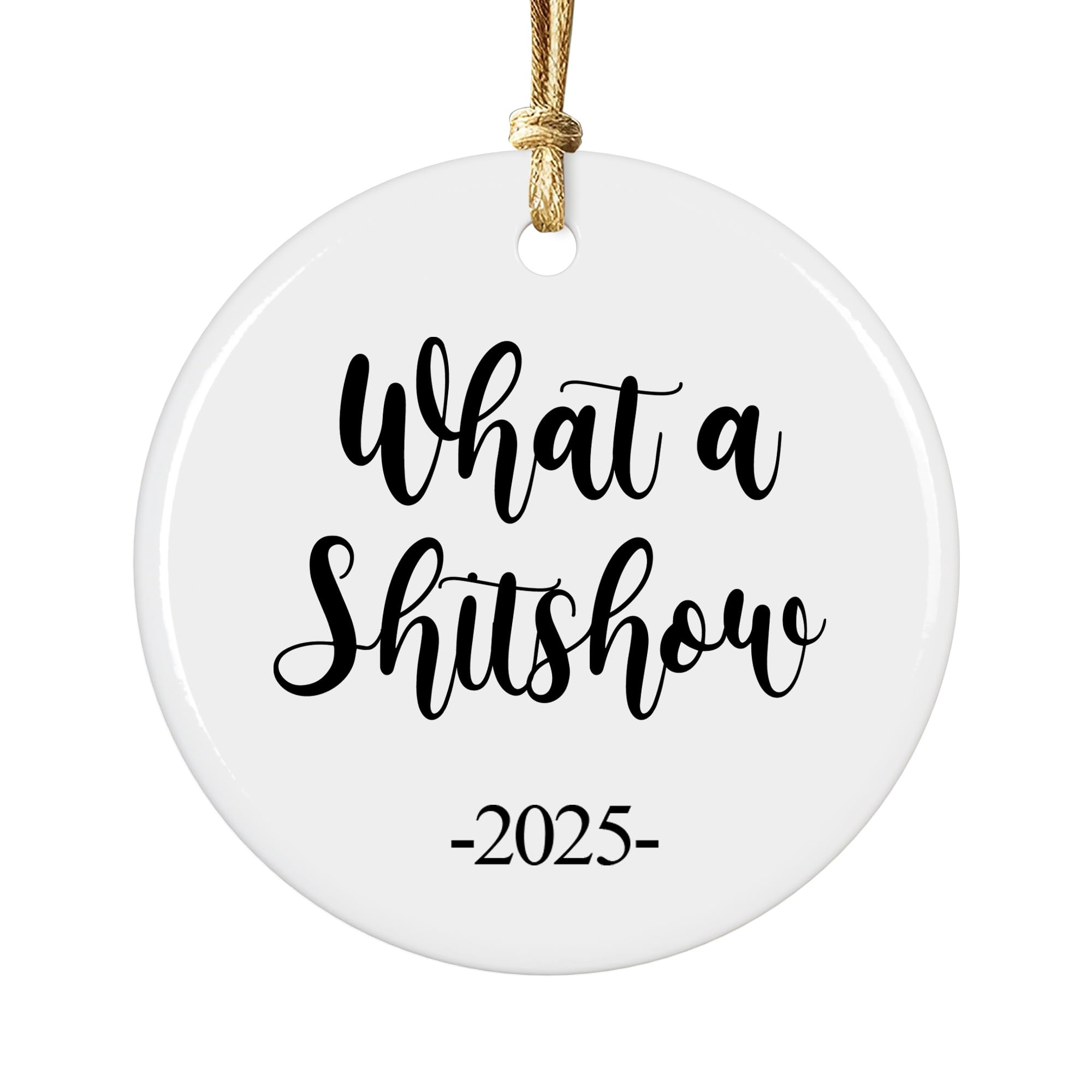 Funny 2025 Ornament front view What a Shitshow 2024 text