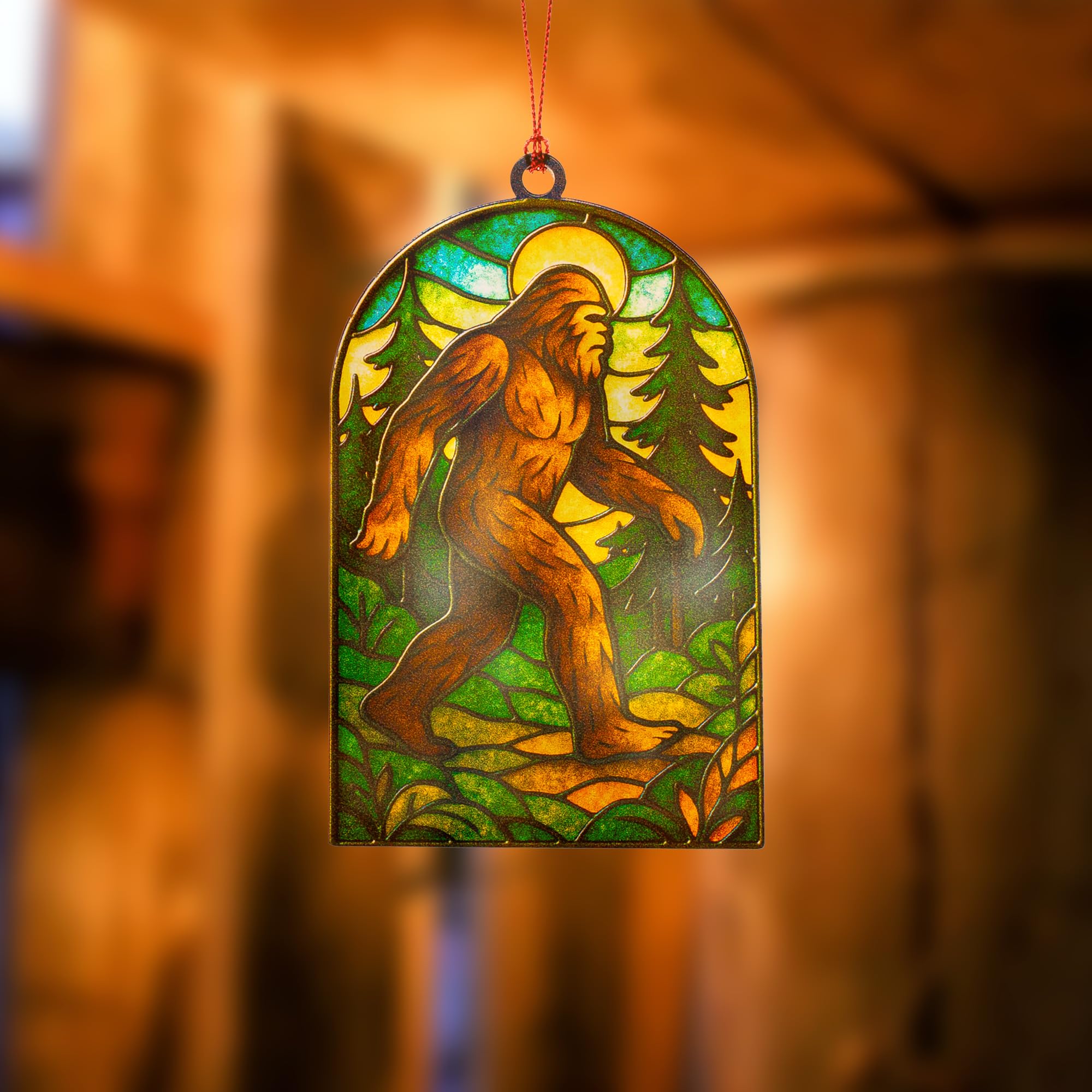 Sasquatch ornament gift packaging with story card