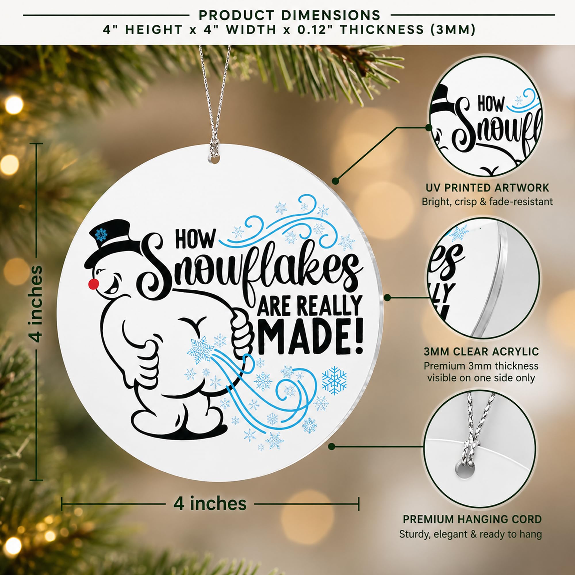 Ready to hang ornament with red ribbon