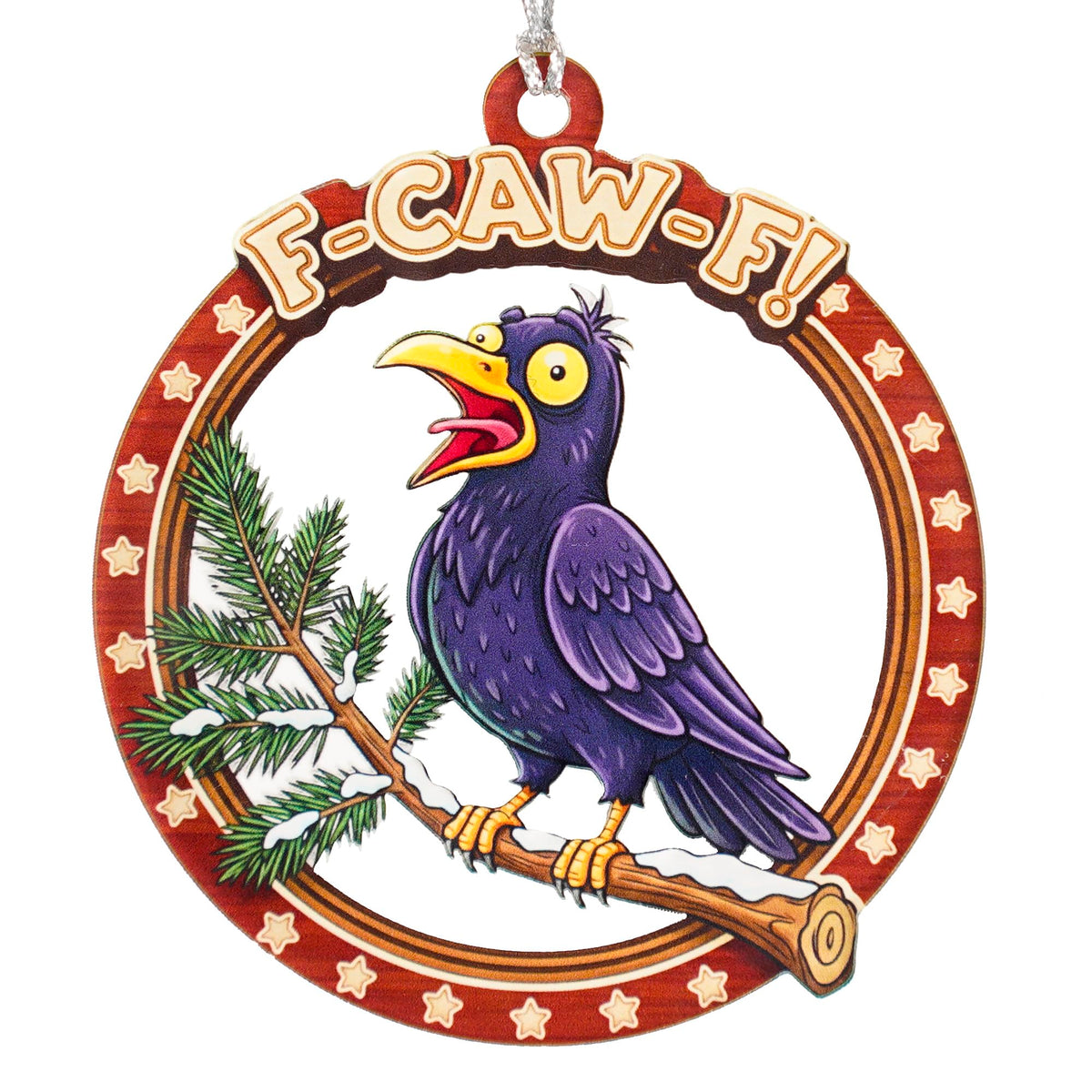 Funny Crow Ornament F-Caw-F for Christmas tree