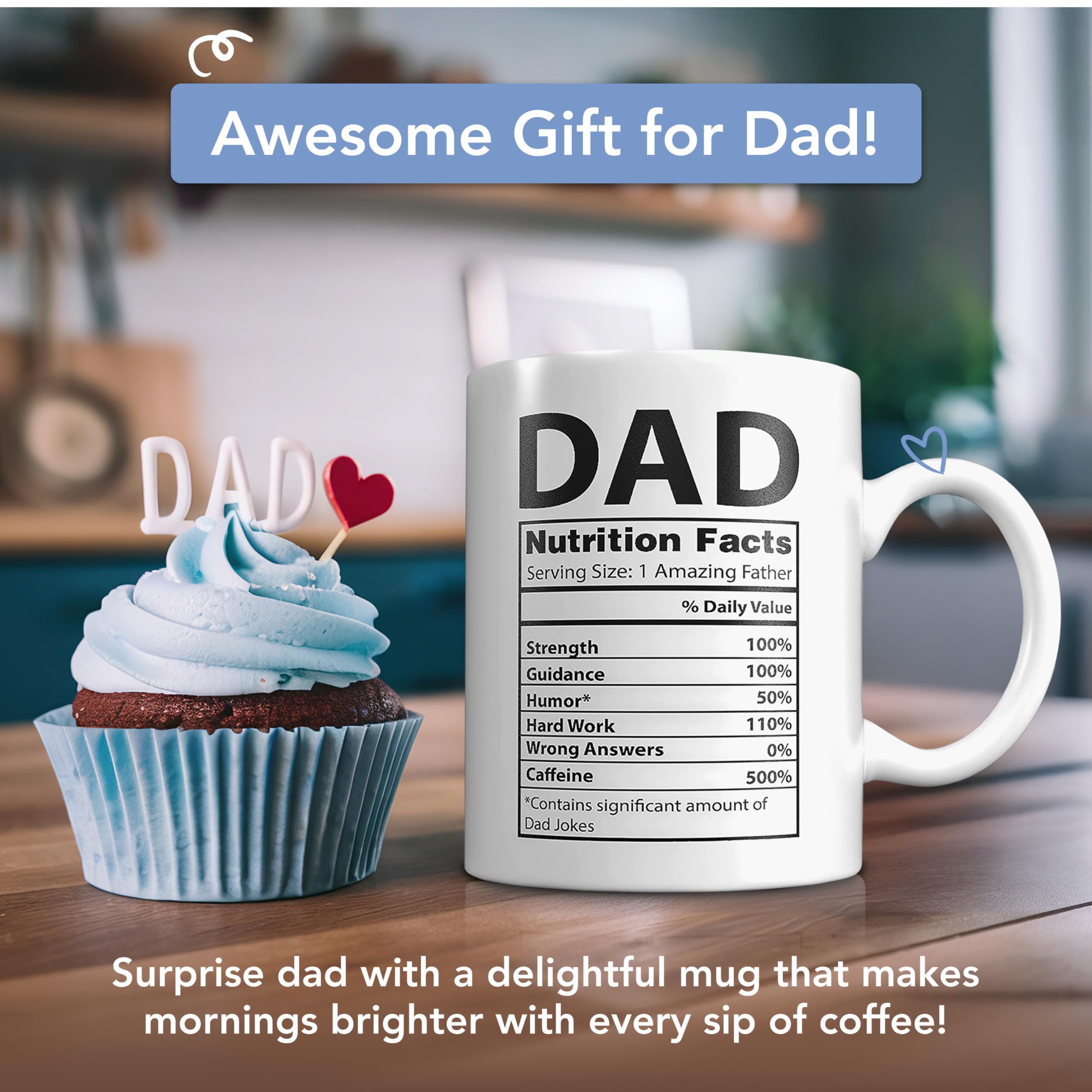 Funny Dad Coffee Mug nutrition facts design 11 oz