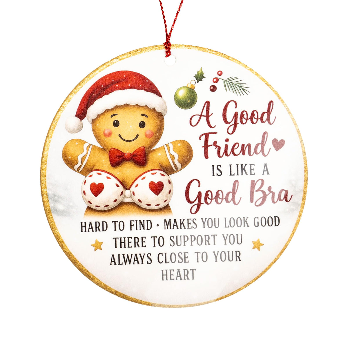 Funny Gingerbread Ornament on Christmas Tree